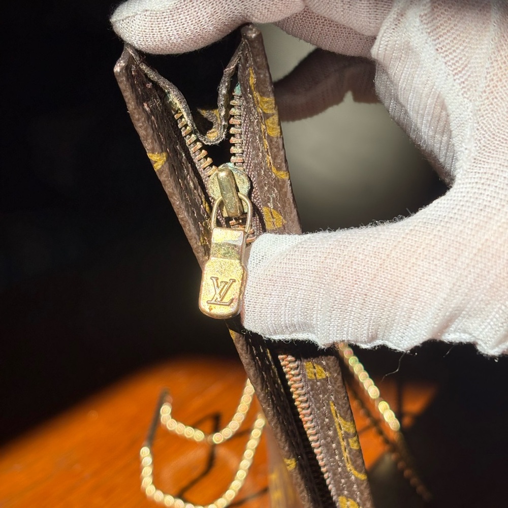Louis Vuitton Monogram Canvas Wristlet Clutch in Brown and Gold - Picture 6 of 10